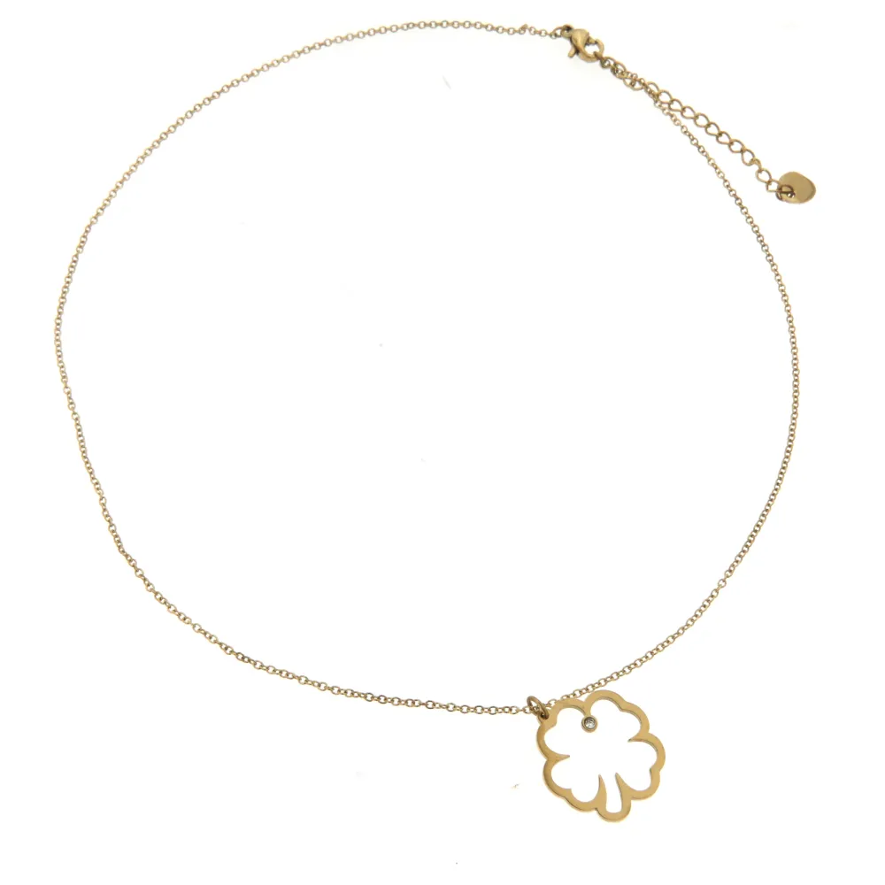 Quadrifoglio 3356- Collana Corta in Acciaio - CAC-413-2129 (Argento)