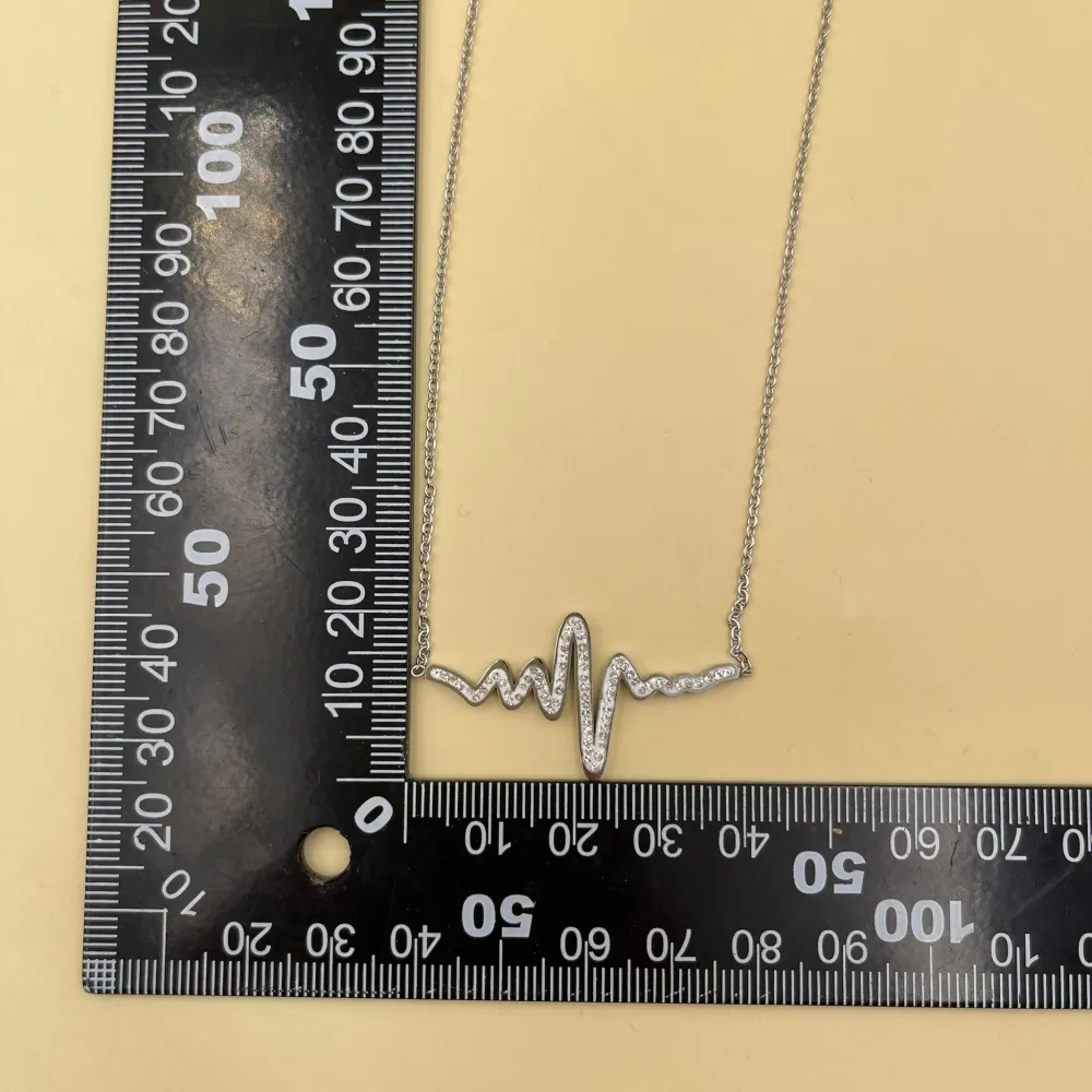 Battito Cuore con Strass-Collana Corta in Acciaio - CAC-413-2166 (Argento)