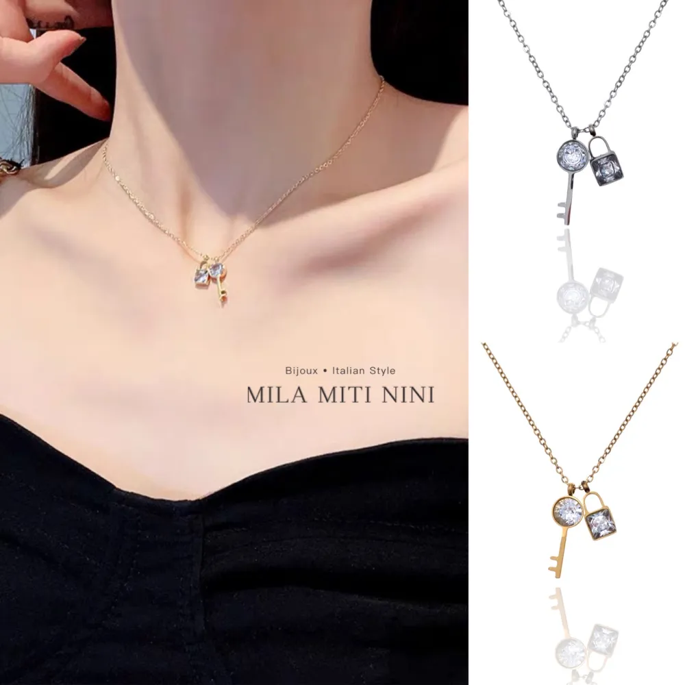 Chiave Lucchetto-Collana Corta in Acciaio - CAC-413-2178