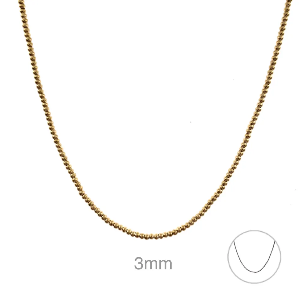 Catena Pallina 3mm-Collana Corta in Acciaio - CAC-413-2179 3mm