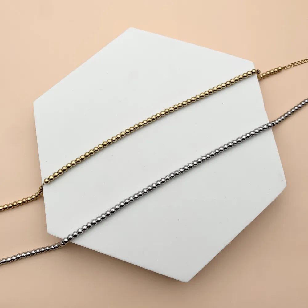 Pallina 4mm-Collana Corta in Acciaio - CAC-413-2185 4mm (Argento)