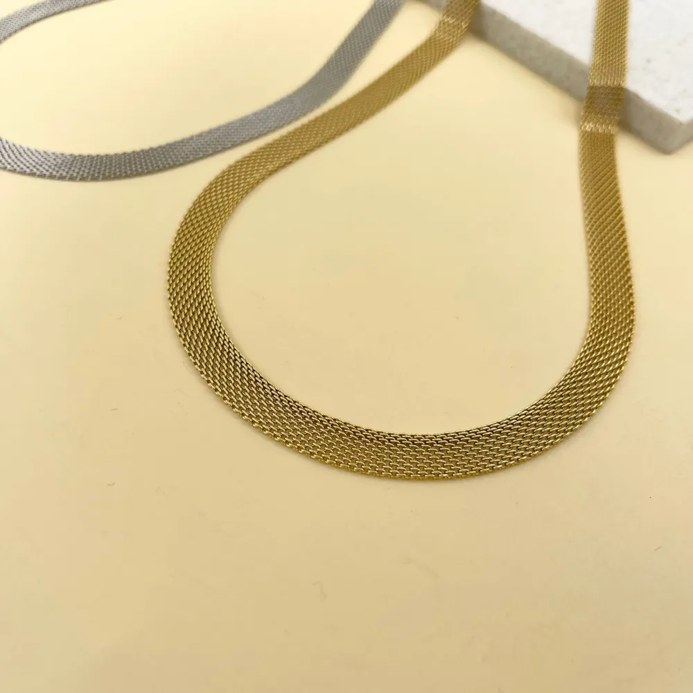 Fascia 8mm-Collana Corta in Acciaio - CAC-413-2187 8mm (Argento)