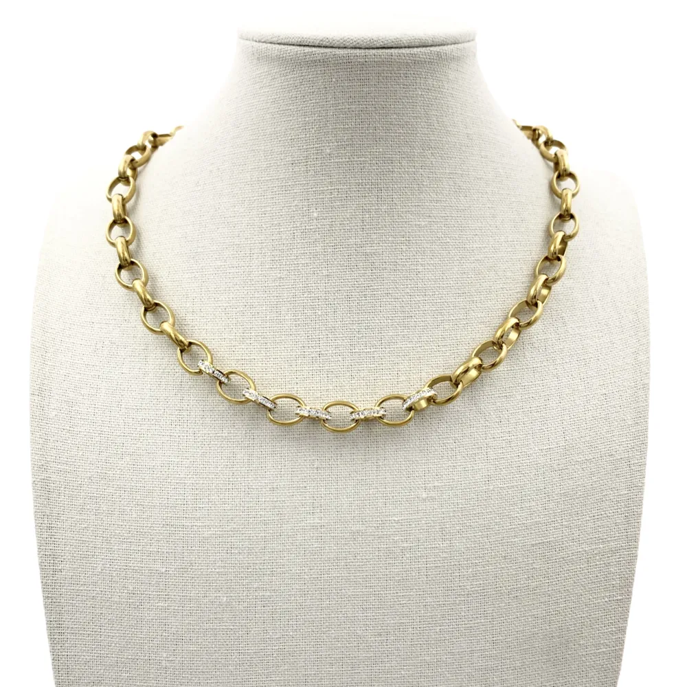 CAC7307-Catena con Strass- Collana Corta in Acciaio - CAC-413-2188