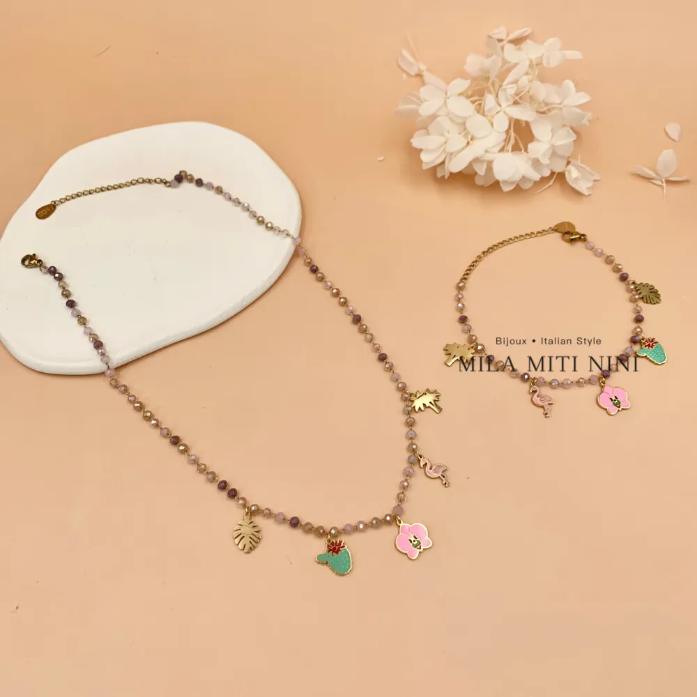 Fenicottero Palma-Collana Corta in Acciaio - CAC-413-2239