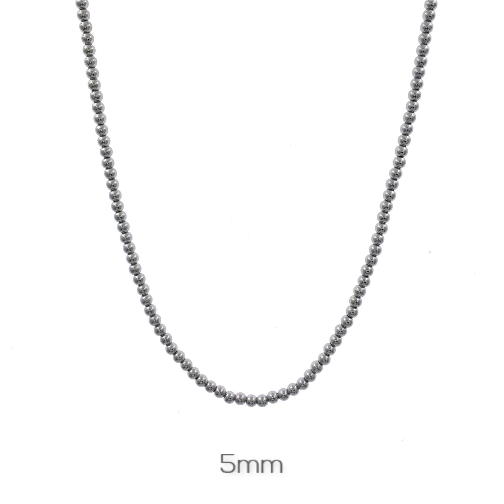 CAC7582-Palline 5mm -Collana Corta in Acciaio - CAC-413-2845 5mm