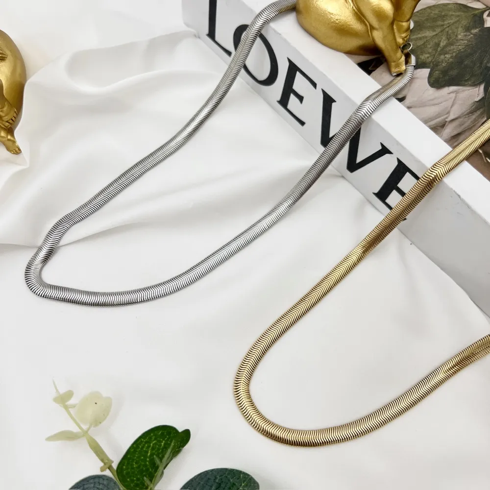 Serpente 5mm-Collana Catena Corta in Acciaio - CAC-413-3519-A