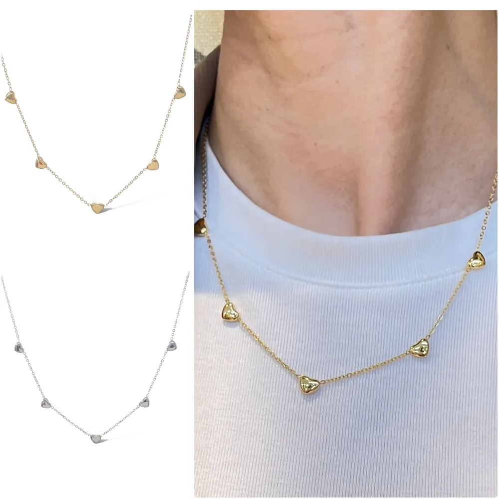 Cuore Bombato -Collana Corta in Acciaio - CAC-413-3566