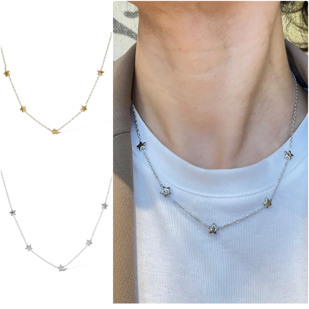 Stella Bombato -Collana Corta in Acciaio - CAC-413-3567 (Argento)