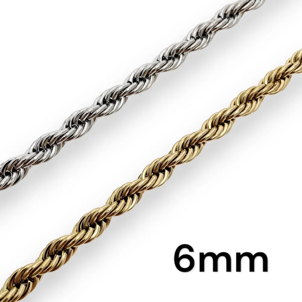 Torchon 6mm-Collana Corta in Acciaio - CAC-413-6mm