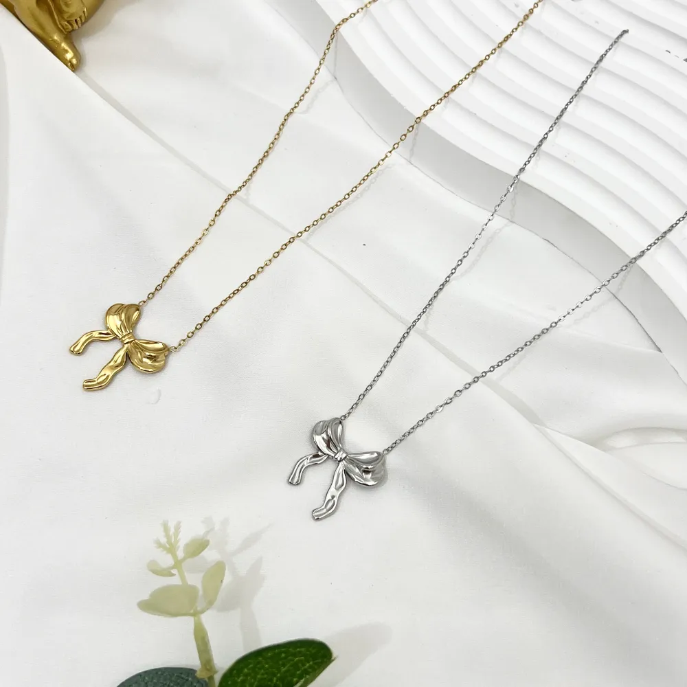 Fiocco-Collana Corta in Acciaio - CAC-732-259 (Argento)