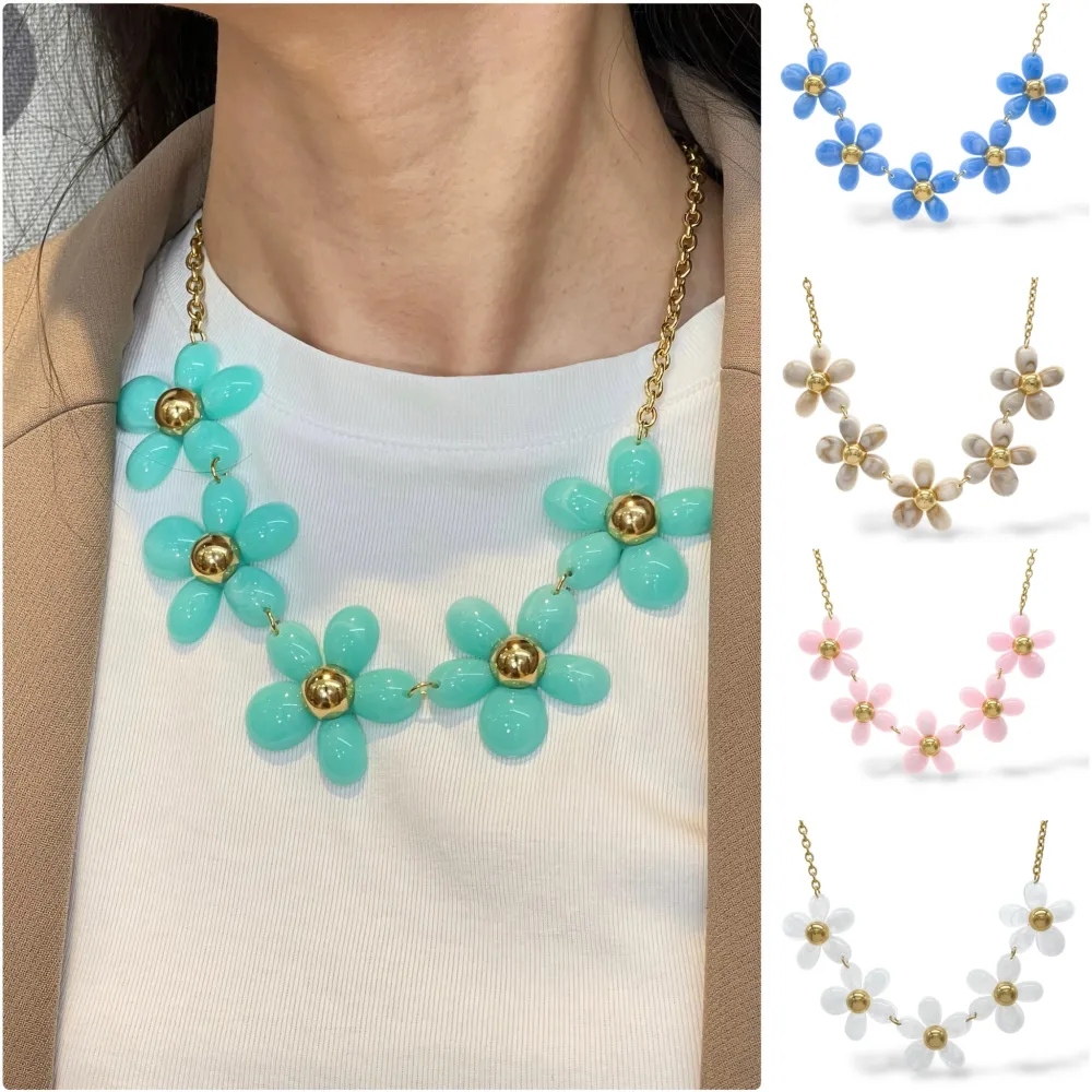 Fiore -Collana Corta in Acciaio - CAC-732-392