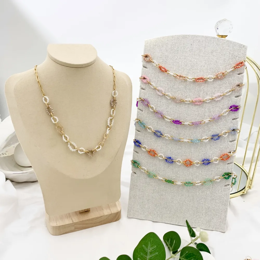 Catena con Perline-Collana Corta in Acciaio - CAC-735-21