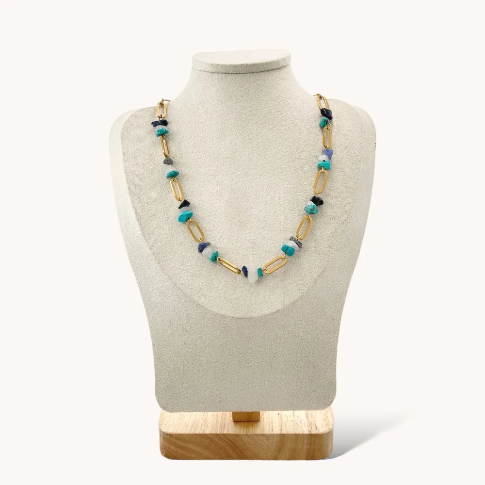 catena con perline -Collana Corta in Acciaio - CAC-765-27