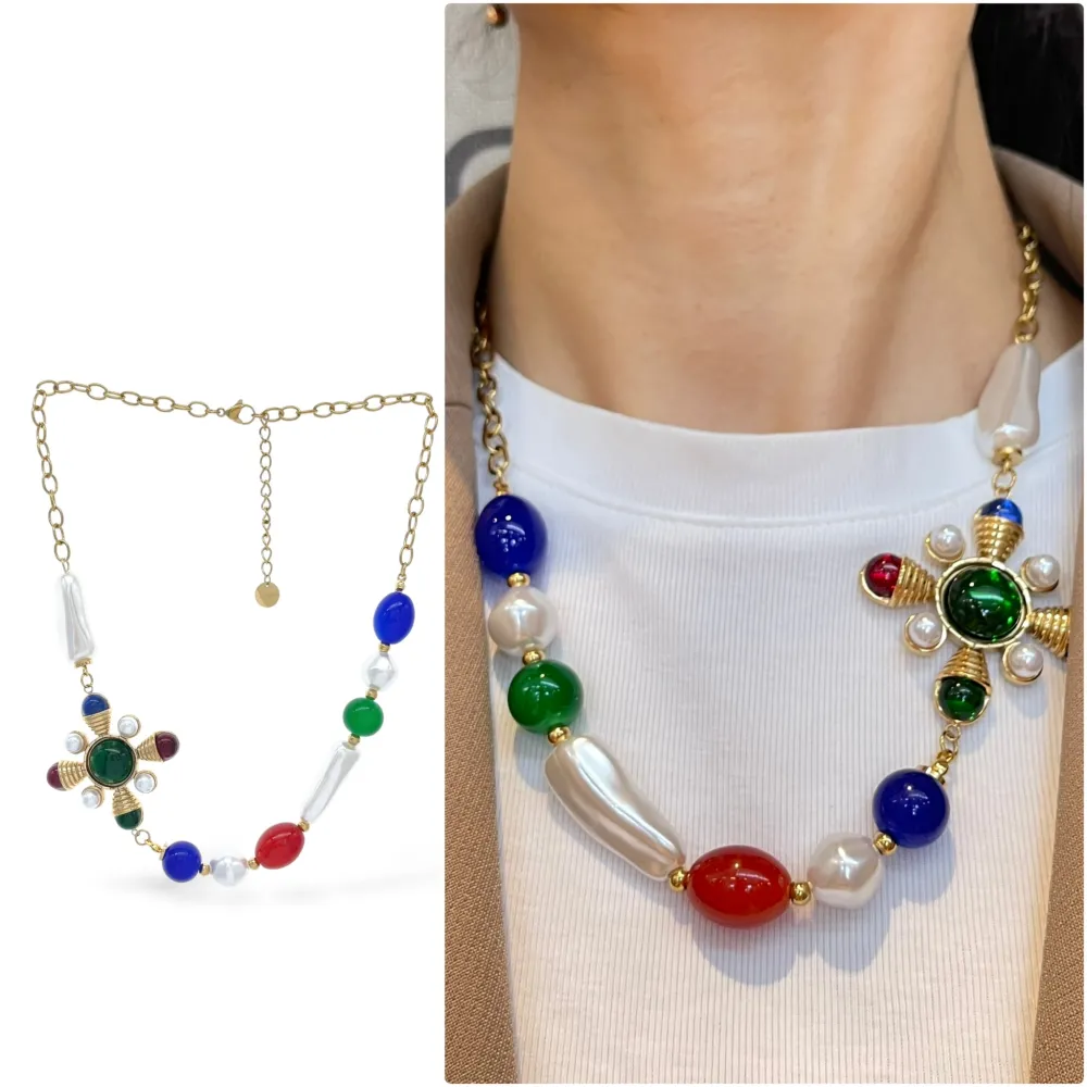 Ovale Croce -Collana Corta in Acciaio - CAC-765-71