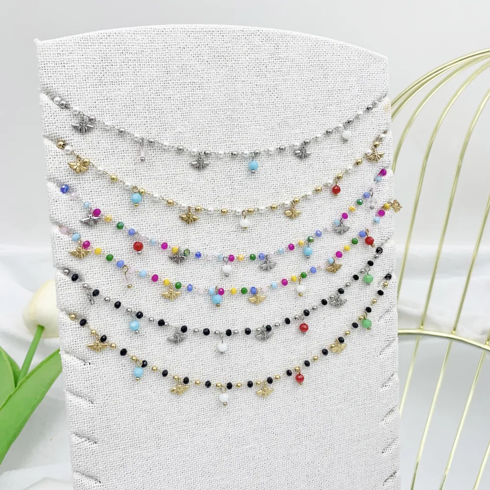 Ape con Cristalli-Collana Corta in Acciaio - CAC103-AA984N