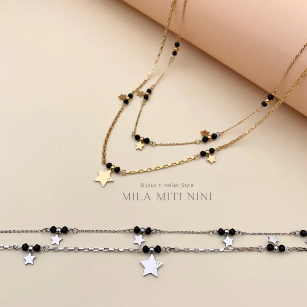 Doppio con Stella-Collana Corta in Acciaio - CAC413-1285