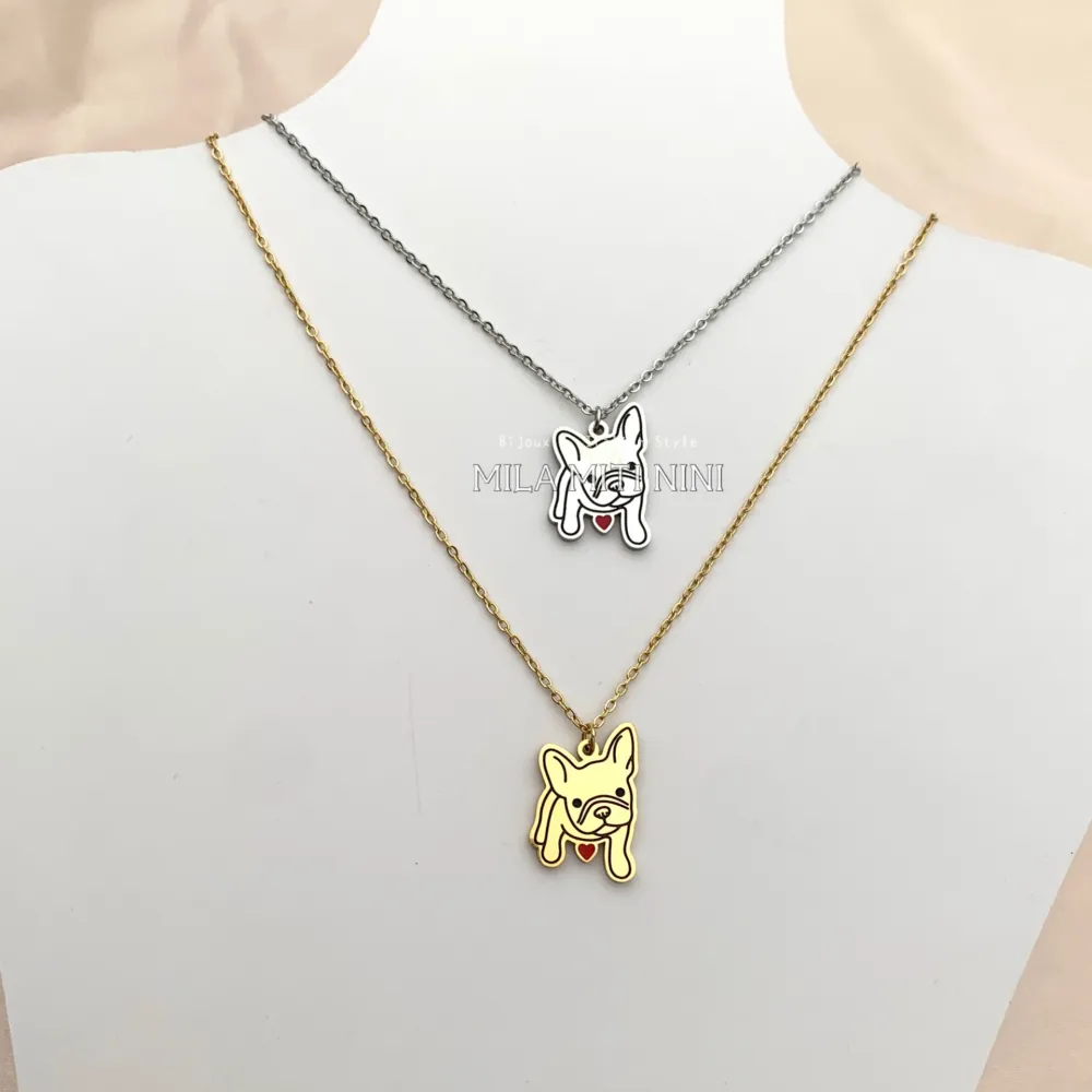 CAC413-1490-Cane-Collana Corta in Acciaio - CAC413-1490-Cane-Collana Corta in Acciaio