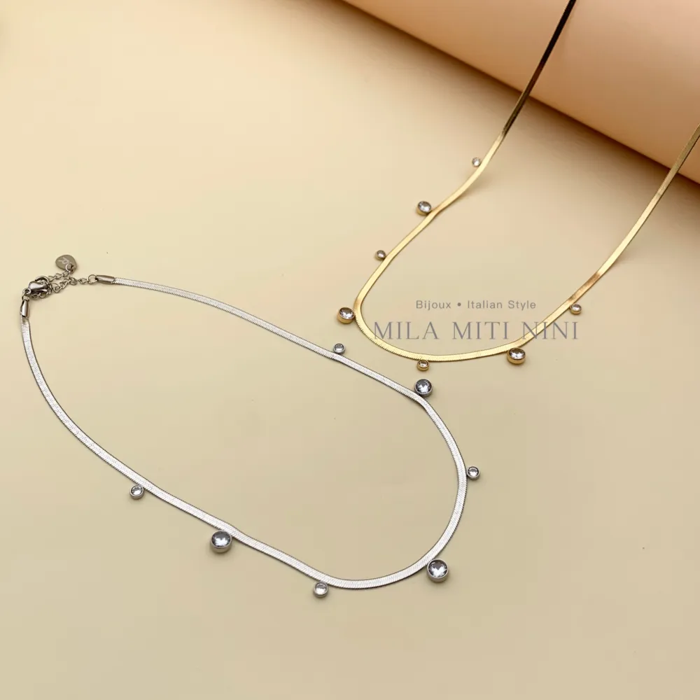 Catena Serpente con P.luce -Collana Corta in Acciaio - CAC413-1819