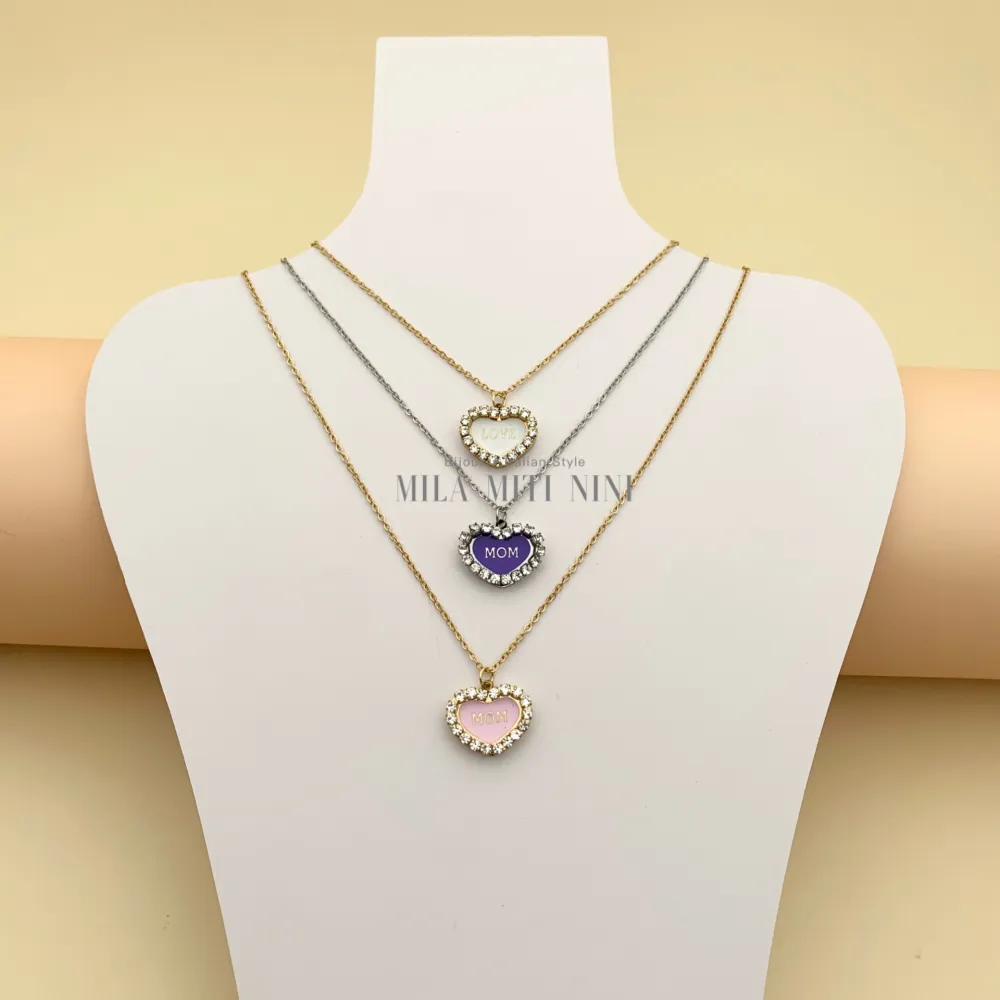 CAC413-2380-Cuore Scritte-Collana Corta in Acciaio - CAC413-2380-Cuore Scritte-Collana Corta in Acciaio