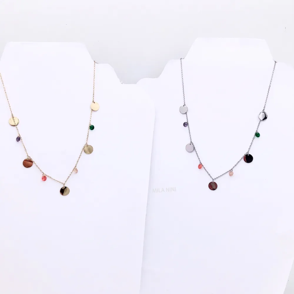 Tondo e zirconia 5037  - Collana Acciaio - CAC5037-Tondo e zirconia - Collana Corta in Acciaio