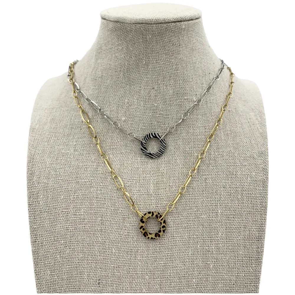 CAC5814-Cerchio Animalier- Collana Corta in Acciaio - CAC5814-Cerchio Animalier- Collana Corta in Acciaio