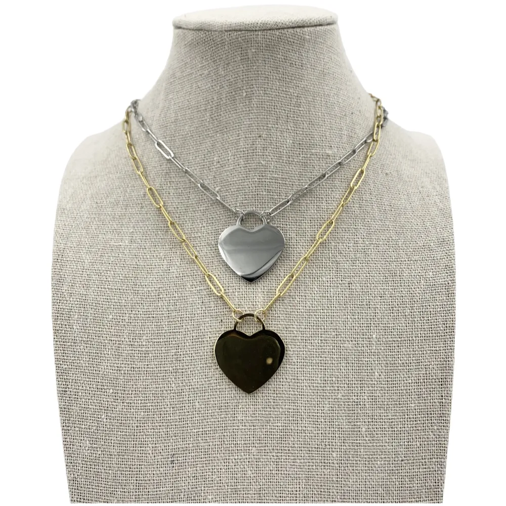 CAC5827-Cuore- Collana Corta in Acciaio - CAC5827-Cuore- Collana Corta in Acciaio (Argento)