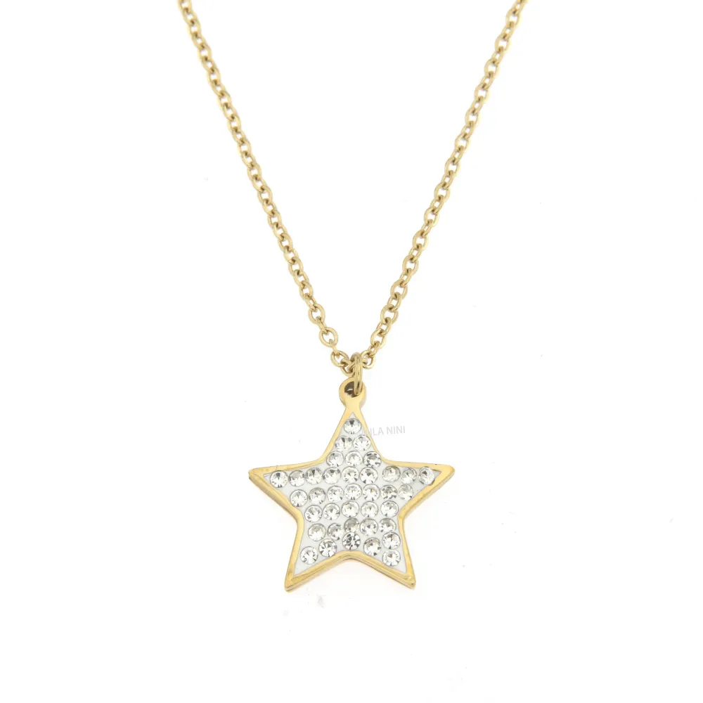 Stella 3  - Girocollo in Acciaio con Strass - CAC6374-Stella - Girocollo in Acciaio con Strass