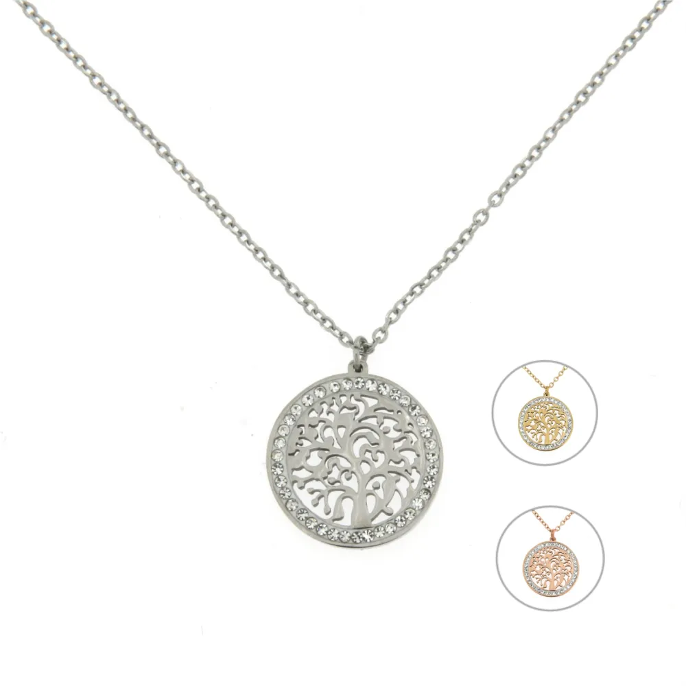 CAC6394-Albero della Vita- Collana Corta in Acciaio - CAC6394-Albero della Vita- Collana Corta in Acciaio
