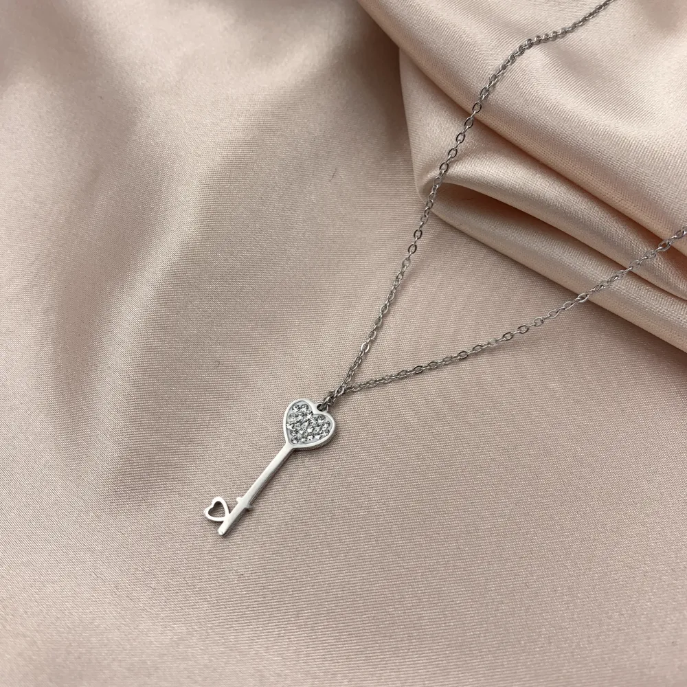 CAC6713-Chiave Cuore-Collana Girocollo in Acciaio - CAC6713-Chiave Cuore-Collana Girocollo in Acciaio