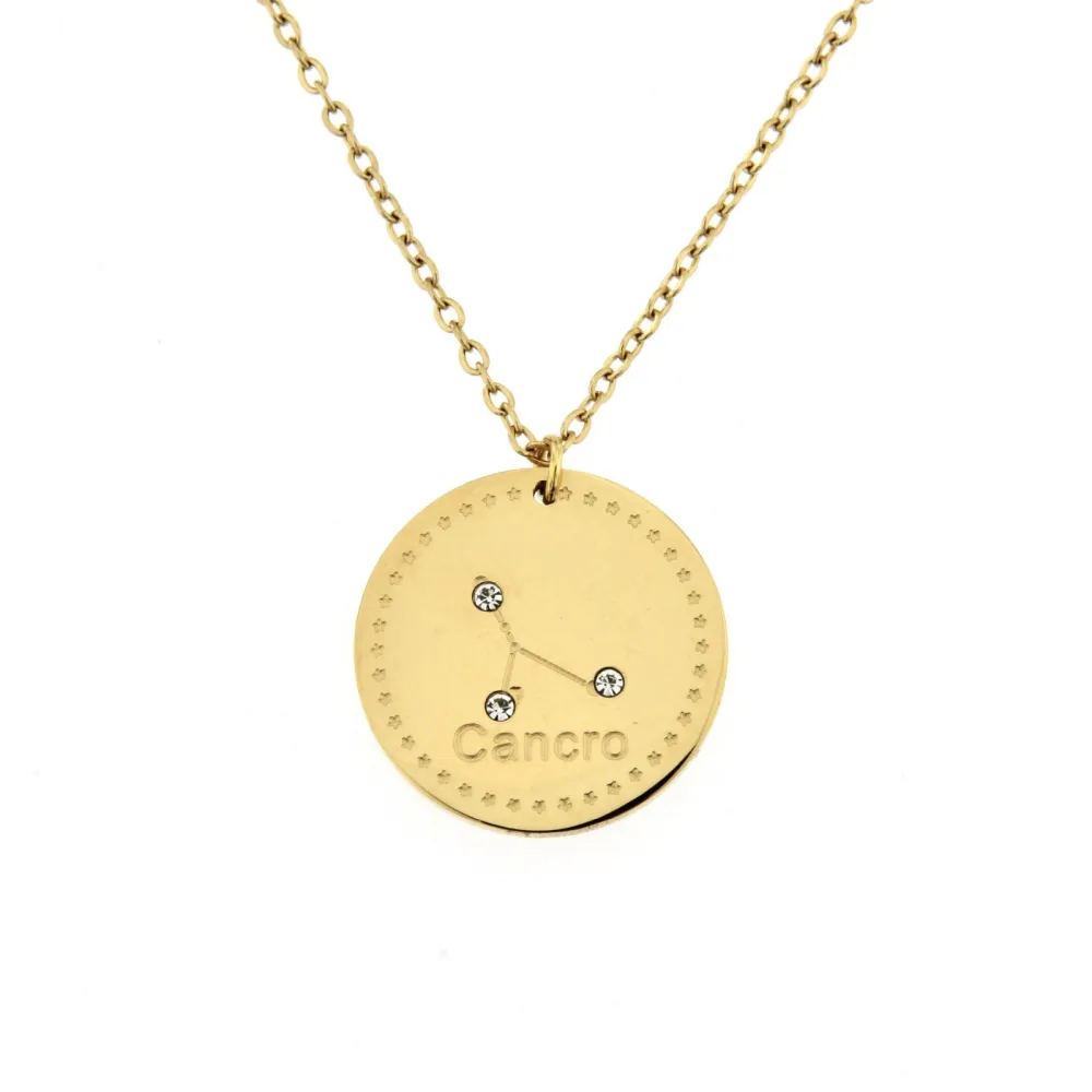 CAC6734-Segni Zodiacali- Collana Girocollo in Acciaio - CAC6734-Segni Zodiacali- Collana Girocollo in Acciaio (Scorpione/Oro Giallo)