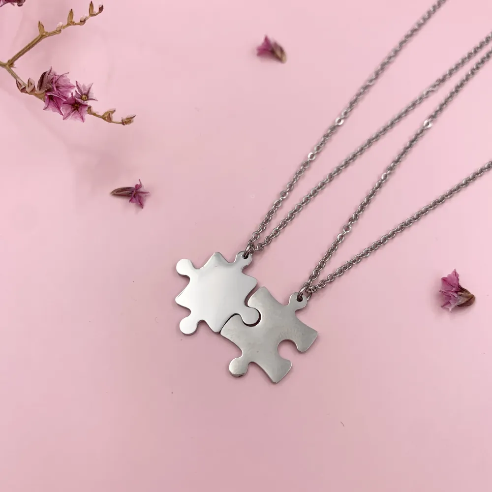 [CAC6865-Puzzle Liscio -Collana Coppia Girocollo in Acciaio] CAC6865-Puzzle Liscio -Collana Coppia Girocollo in Acciaio - CAC6865-Puzzle Liscio -Collana Coppia Girocollo in Acciaio