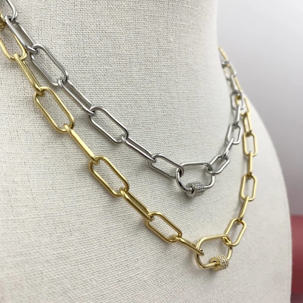 CAC7046-Ovale Zirconia- Collana Corta in Acciaio - CAC7046-Ovale Zirconia- Collana Corta in Acciaio