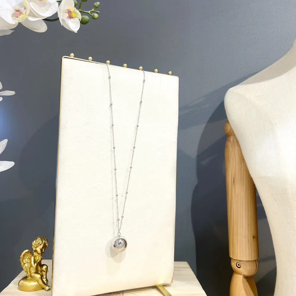 Chiama Angeli Pallina Grande 25mm-Collana Lunga in Acciaio - CAL-413-1536 25mm (Argento)