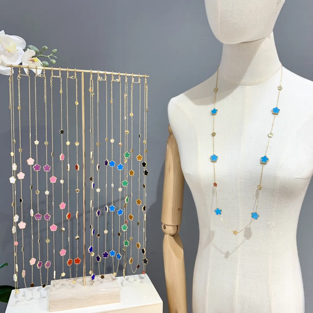 Fiore-Collana Lunga in Acciaio - CAL-413-2523 G (Bianco)