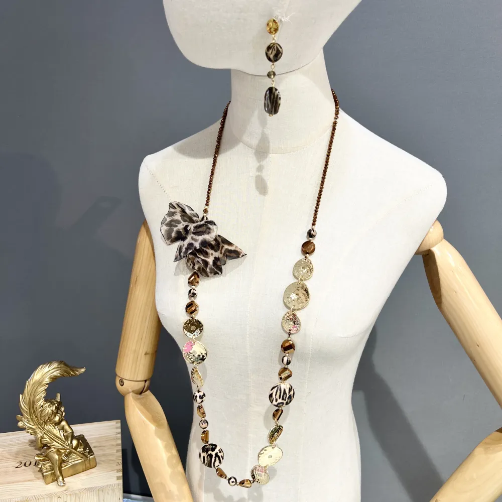 [CAL-732-454] Fiore Maculato-Collana Lunga in Acciaio - CAL-732-454