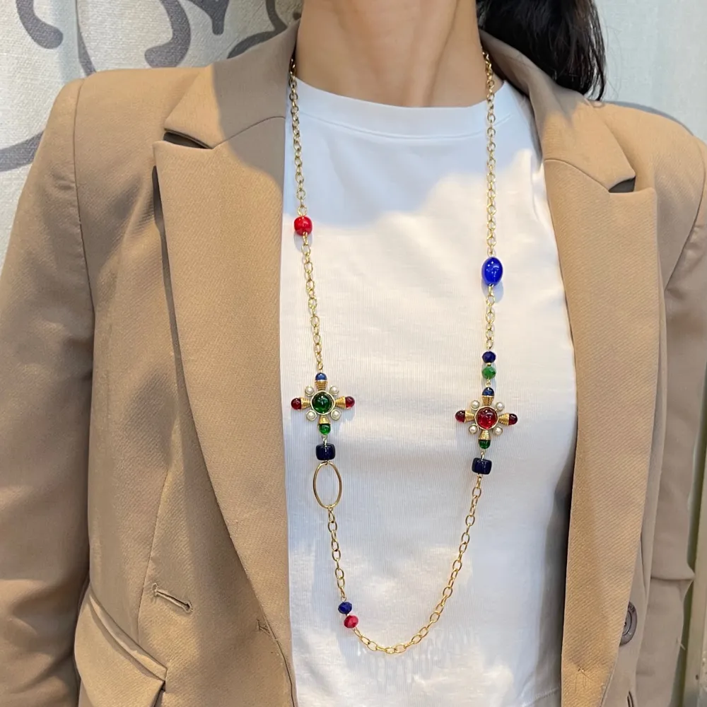 [CAL-765-70] Catena Rosario con Cornino-Collana Lunga in Acciaio - CAL-765-70