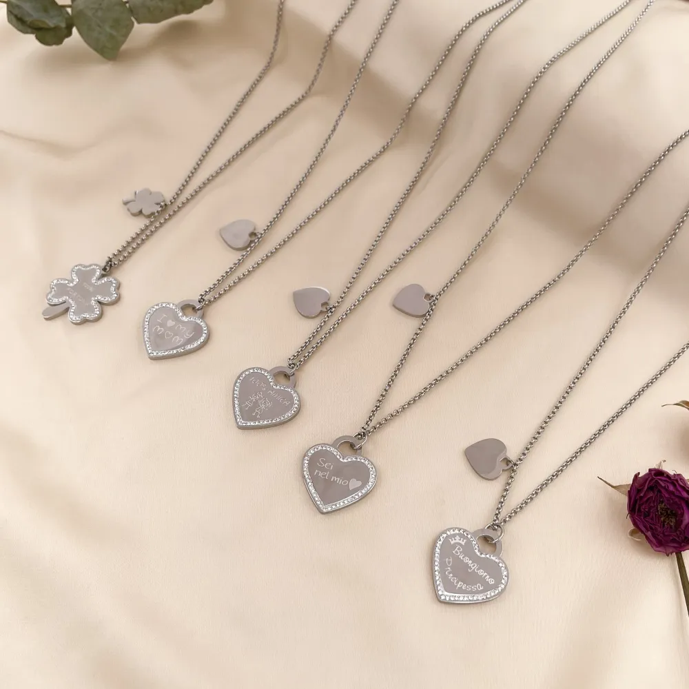 (3 pezzi) CAL413-821-Best Friends -Collana Lunga in Acciaio - CAL413-821-Best Friends -Collana Lunga in Acciaio