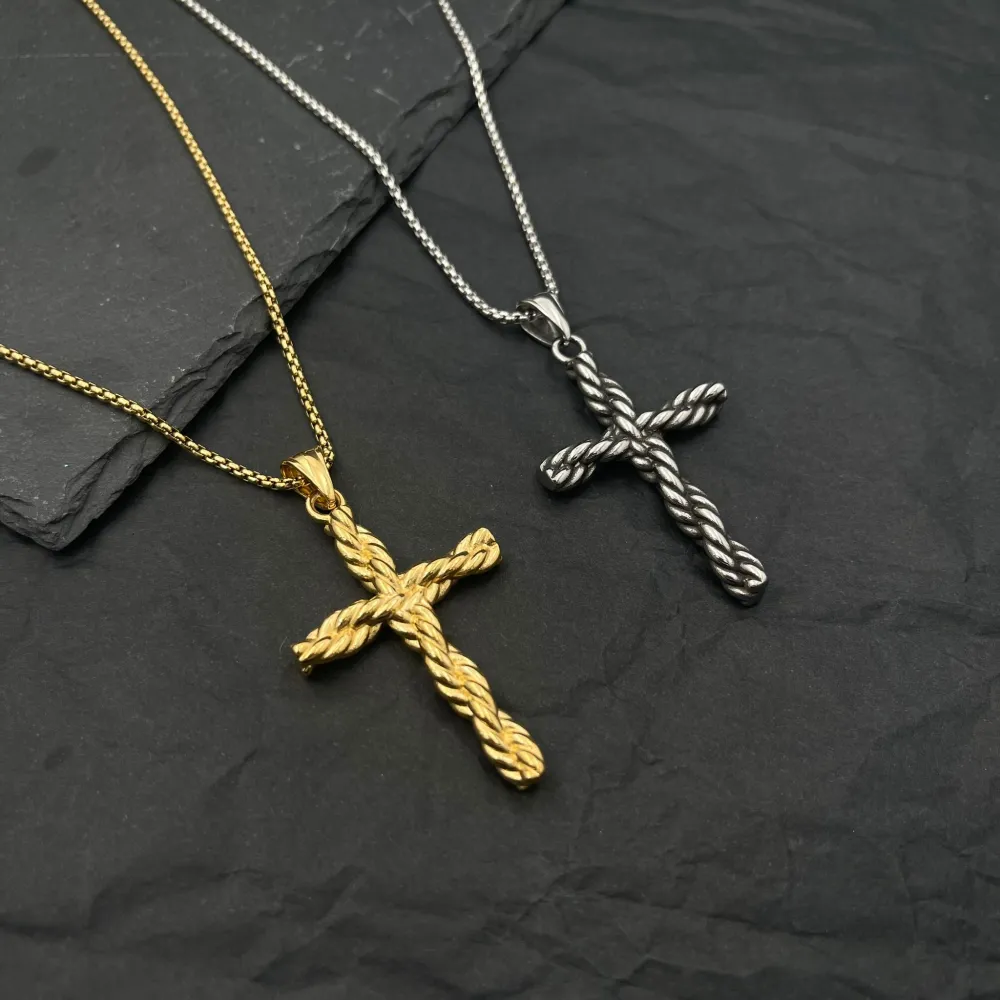 Croce-Collana Lunga in Acciaio - CAU-423-65