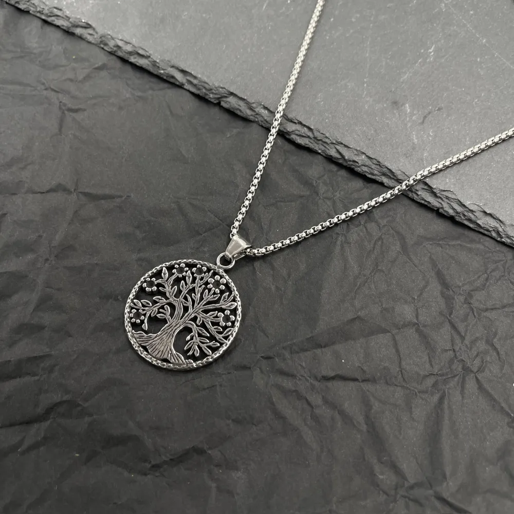 [CAU-717-19 60mm] Albero della Vita-Collana Lunga da Uomo in Acciaio - CAU-717-19 60mm