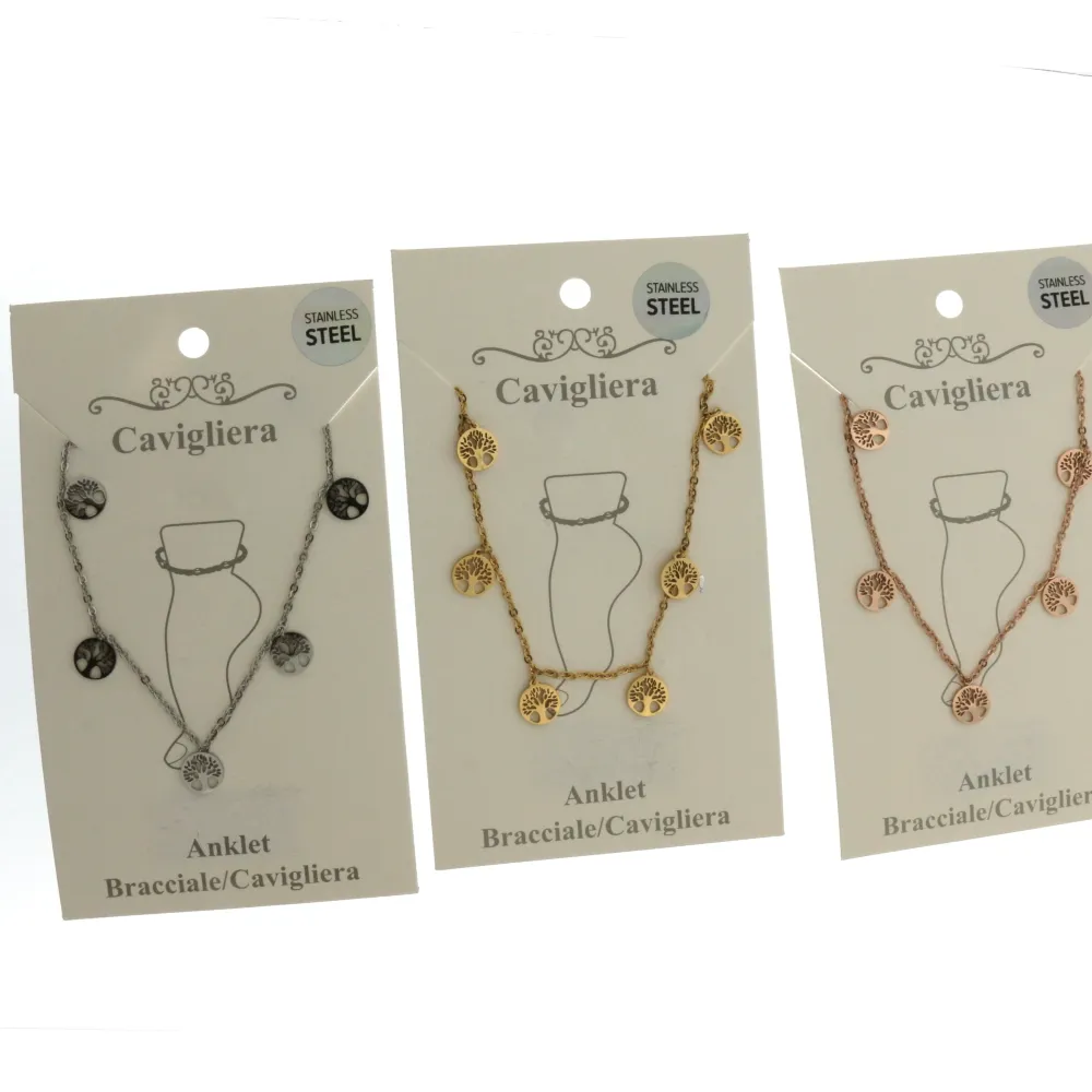 Albero della Vita 3184 - Cavigliera in Acciaio - CAV-413-64 (Argento)
