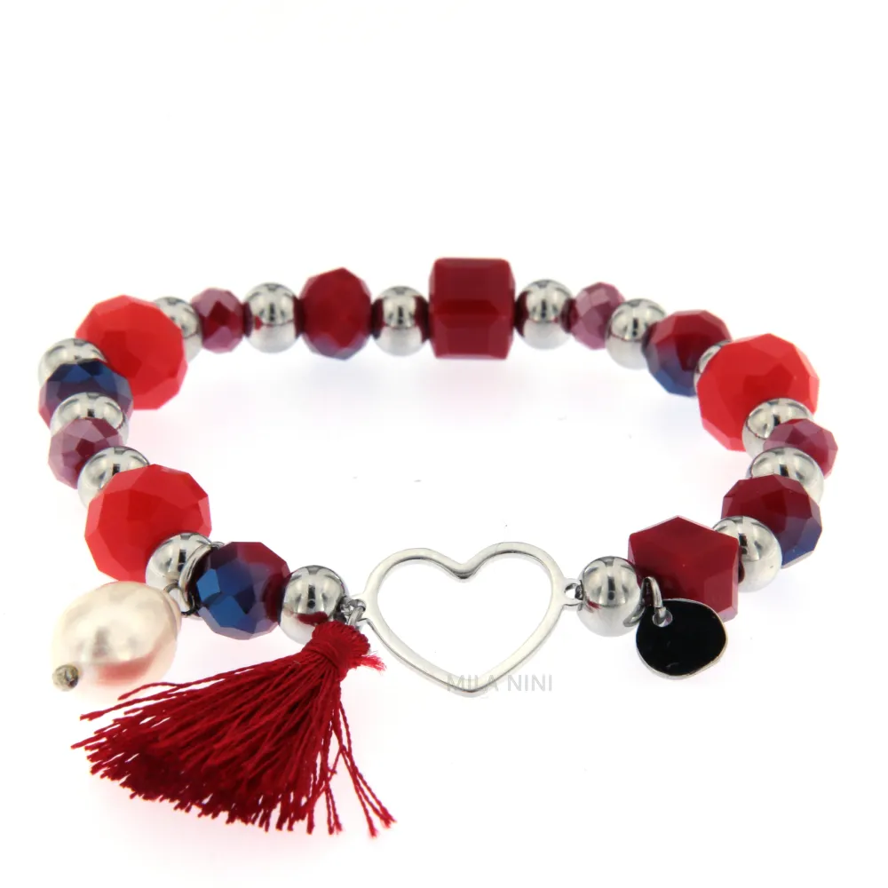 CBAE Cuore - Bracciale Elastico Acciaio Perla Napine  1016 - CBAE Cuore - Bracciale Elastico Acciaio 1016 (Grigio)