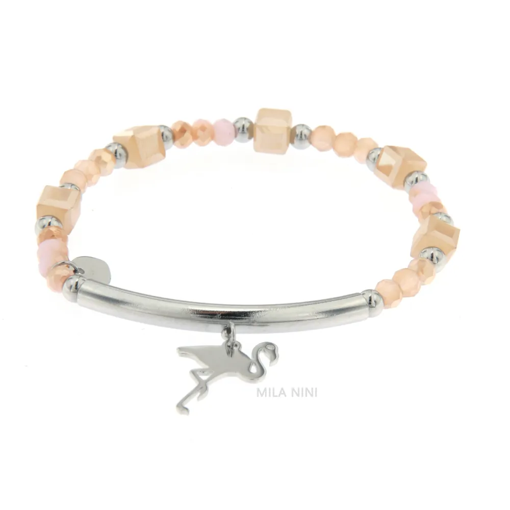 [CBAE Fenicottero - Bracciale Elastico Acciaio 1015] CBAE Fenicottero - Bracciale Cristalli Elastico Acciaio 1015 - CBAE Fenicottero - Bracciale Elastico Acciaio 1015