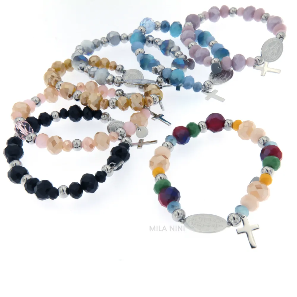 CBAE Madonna - Bracciale Elastico Cristalli Acciaio 1017 - CBAE Madonna - Bracciale Elastico Acciaio 1017