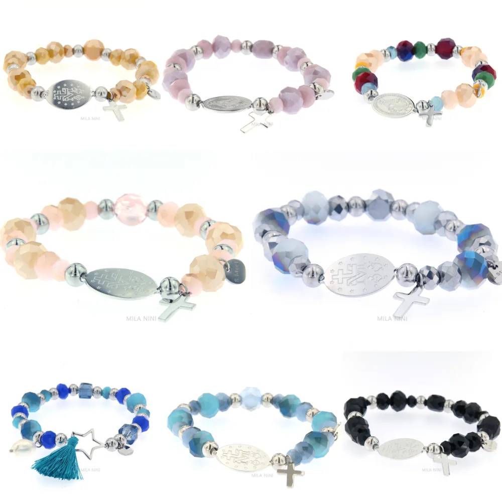 CBAE Madonna Mix - Bracciale Elastico Cristalli Acciaio (Pacco - CBAE Madonna Mix - Bracciale Acciaio (Pacco 12pz)