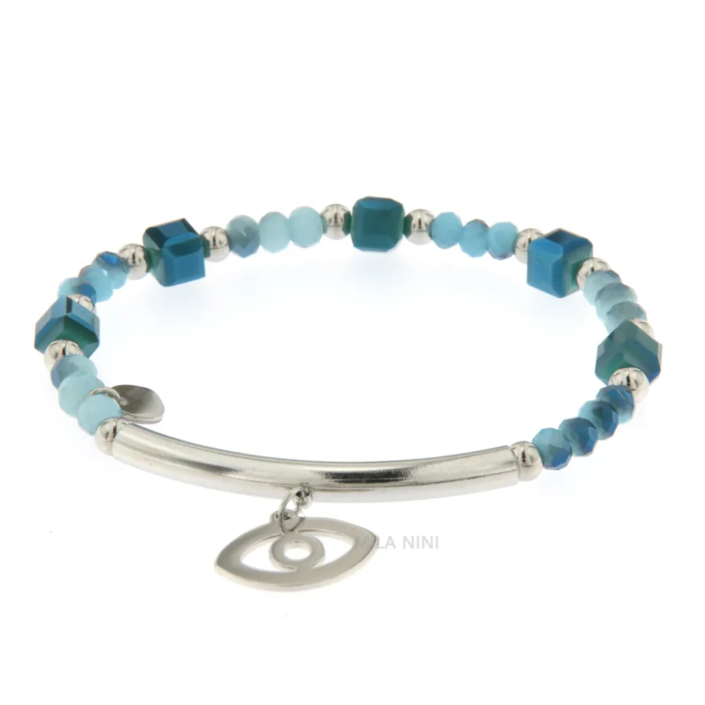 [CBAE Occhio - Bracciale Elastico Acciaio 1015] CBAE Occhio - Bracciale Cristalli Elastico Acciaio 1015 - CBAE Occhio - Bracciale Elastico Acciaio 1015