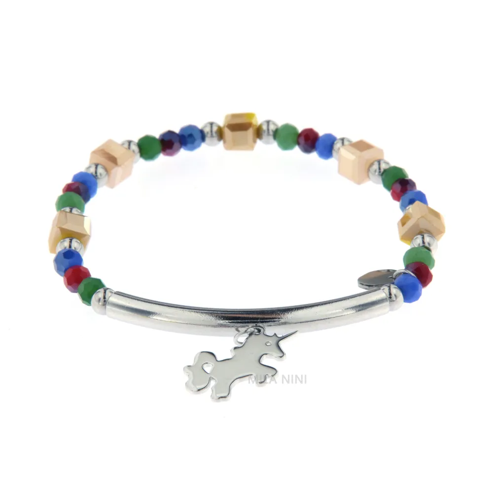 [CBAE Unicorno - Bracciale Elastico Acciaio 1015] CBAE Unicorno - Bracciale Cristalli Elastico Acciaio 1015 - CBAE Unicorno - Bracciale Elastico Acciaio 1015