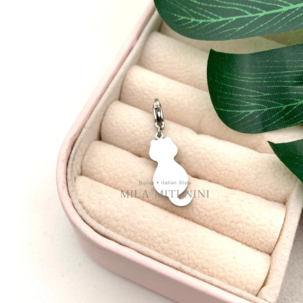 Gatto Liscio-Ciondolo in Acciaio - CIO413-096