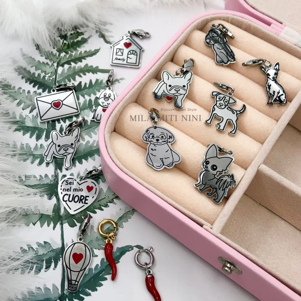 [CIO413-113] Cane-Ciondolo Smaltato in Acciaio - CIO413-113