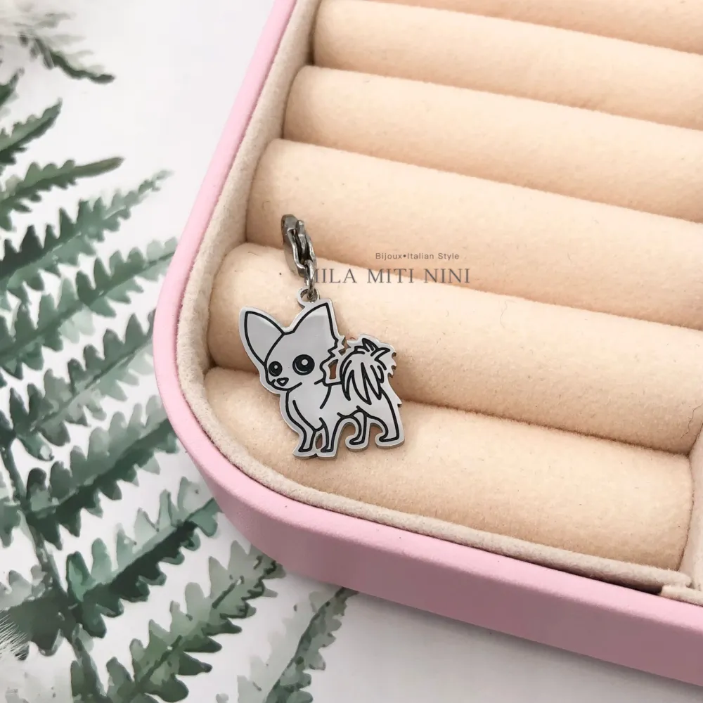 Cane-Ciondolo Smaltato in Acciaio - CIO413-122