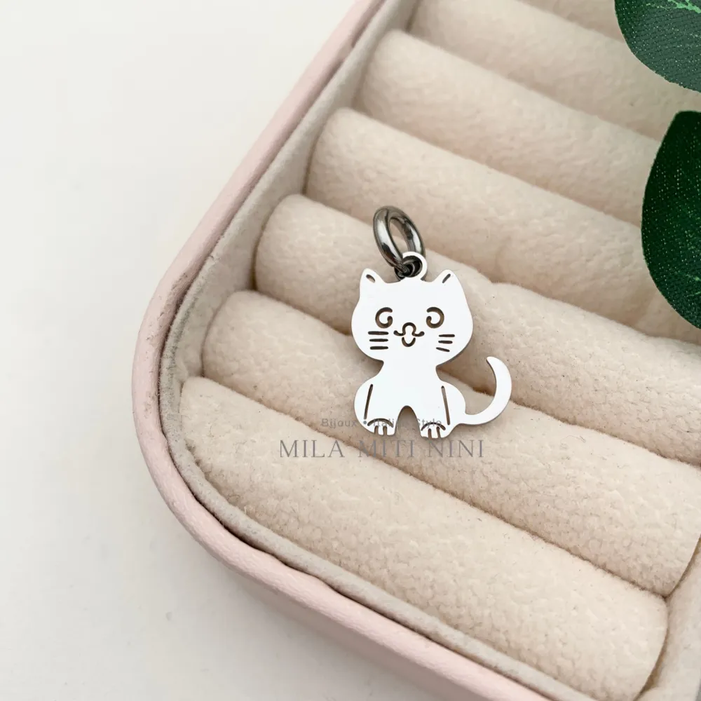 Gatto Liscio-Ciondolo in Acciaio - CIO413-254